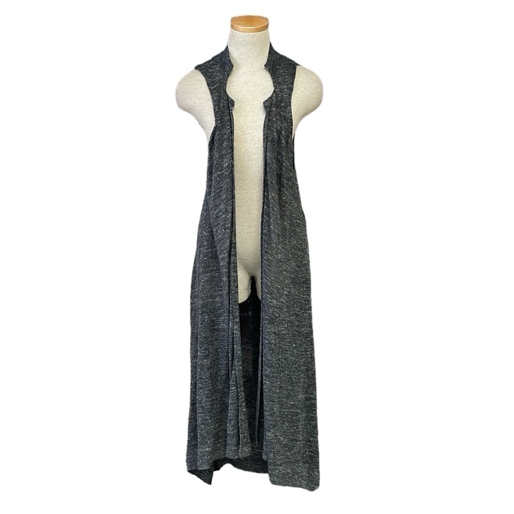 Free People Cardigan Women's XS X Small Dark Grey Sleeveless Duster Sweater